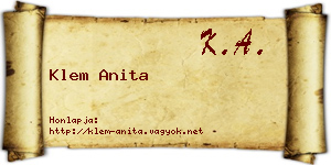 Klem Anita névjegykártya