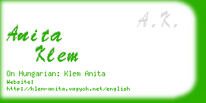 anita klem business card